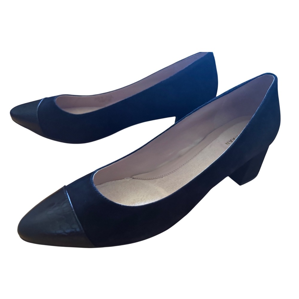 Cole Haan Women's Black Suede Croc Toe Heels Size 10.5